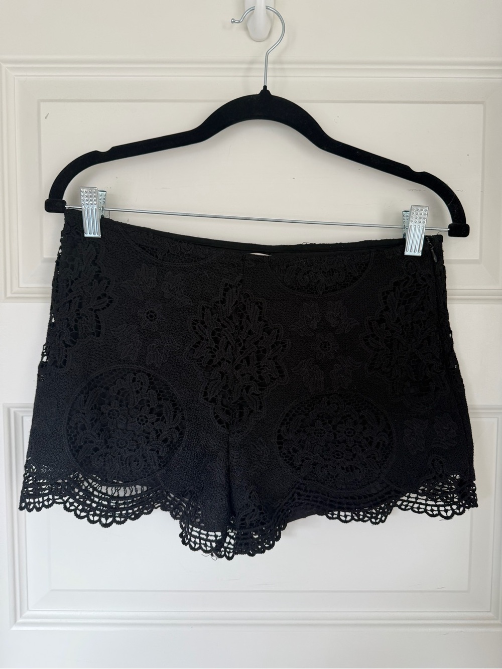 The Hanger Black Crochet Lace High-Waist Women’s Shorts